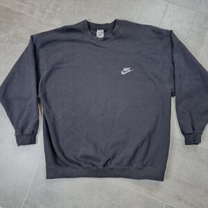 Vintage 90s Nike Crewneck Sweatshirt XL Black Embroidered Swoosh USA Made